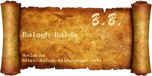 Balogh Balda névjegykártya